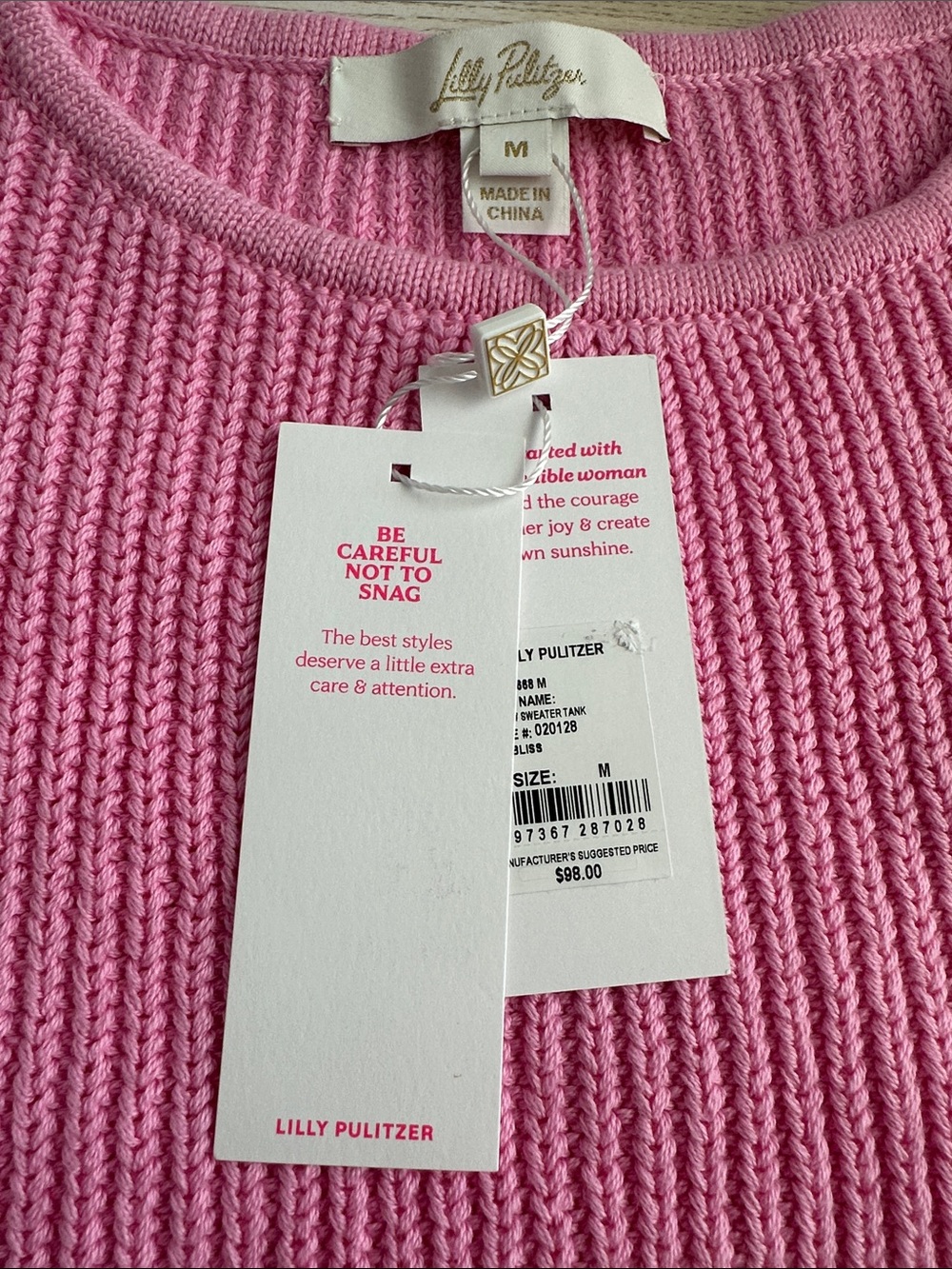 Lilly Pulitzer Ribbed Pink Cotton Tank NWT - Picture 3 of 4